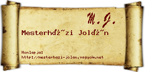 Mesterházi Jolán névjegykártya